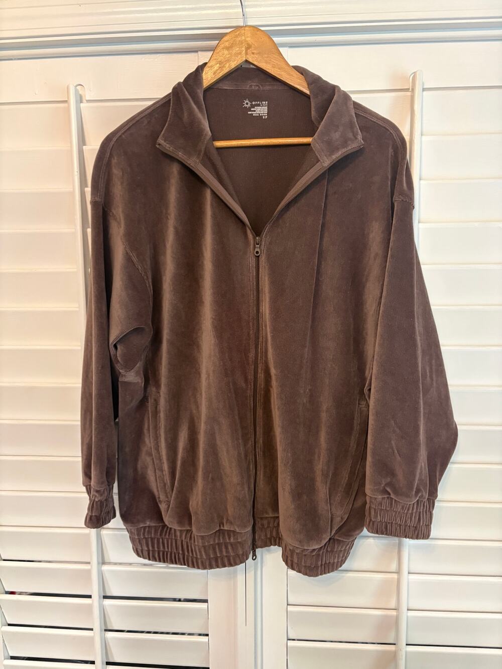 Offline Purple Velour Zip Up Jacket Size Small